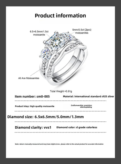 Carnica Luxury 925 Sterling Silver 1CT Real Moissanite Ring for Women Sugar Cube Pull-twist Arm GRA Diamond Wedding Jewelry Gift
