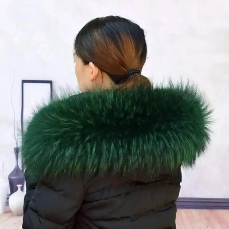 Raccoon Fur Collar Real Fur Down Jacket Parka Fur Collar Natural Fur Hood Trim Fur For Women Warm Wraps Furry Fur Scarf for Coat