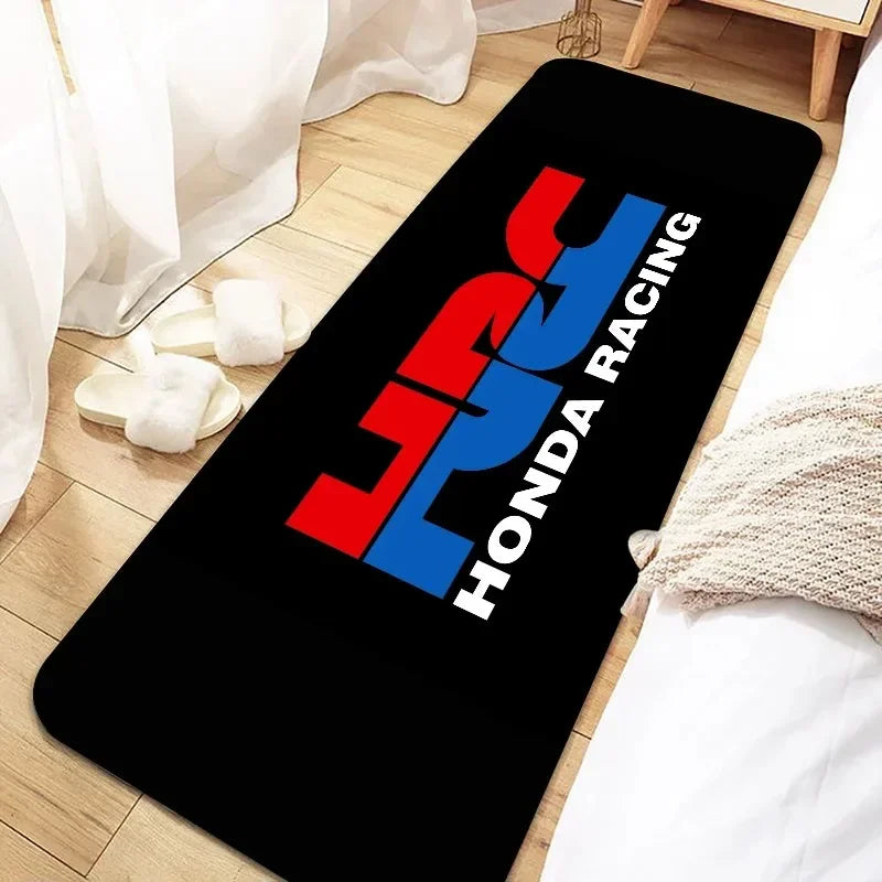Racing Motorcycle Floor Mat, Non-Slip Dart Mat for Garage, Honda Style Motorcycle Show Carpet, Washable Anti-Slip Rug for Motocr
