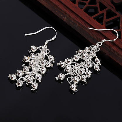 Hot Silver color Creative grape beads drop earrings for Woman Fashion party fine Gifts elegant noble Jewelry