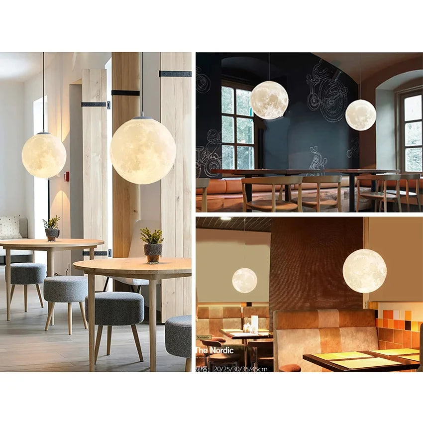 Full Moon Chandelier Pendant Light LED Lamp for Living Dining Room Bedroom Bar Table Lights Hanging Lighting Fixture