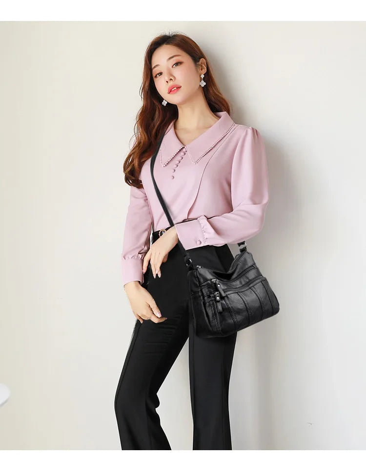 Fashion Soft Leather Crossbody Bags for Women 2026 Casual Female Multi Pocket Messenger Bags Retro Handbags Ladies Shoulder Bags