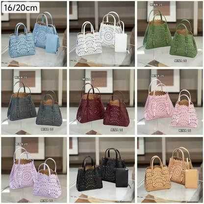 Brand Designer Luxury High Quality Mini Cowhide Shoulder Handbags 2025 Hollow Fashion Large Capacity Genuine Leather Bucket Bag