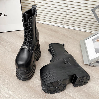 20 CM Women Platform Boots Casual Outdoor Shoes Chunky Simple Design Ankle Boots Cool Nightclub Party Cosplay Shoes