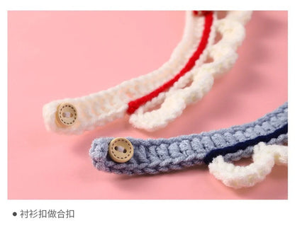 Cute Bow-knot Hand-knitted Saliva Towel Kitten Cat Puppy Adjustable Collar Pet Decorative Dog Cat Collar Pet dog Accessories