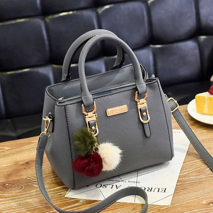 Simple Fashion Shoulder Bags PU Leather Solid Color Embossed Crossbody Bag Large Capacity with Pendant Female Messenger Bag