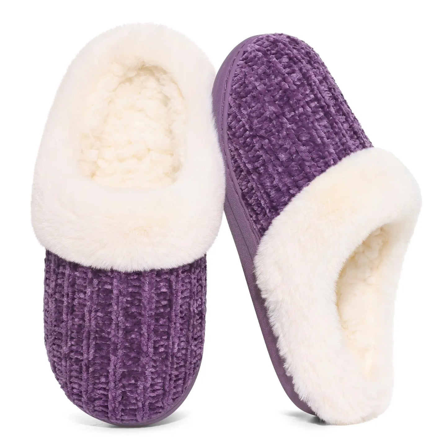 Pallene Winter Women's Fur Slippers Soft Sole Memory Foam Indoor Cotton Shoes Plush Lining Knit Slides Fluffy Men House Slippers