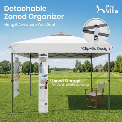 10x10 Pop Up Canopy Tent One Push Setup Instant Shade for Beach Events White