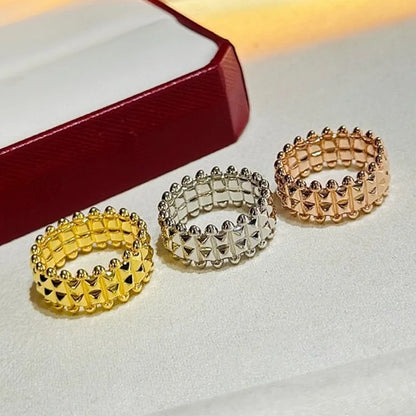 S925 Silver With Rose Gold Wide Rivet Ring Men Women's Classic Design Temperament Fashion Brand Party Luxury Jewelry