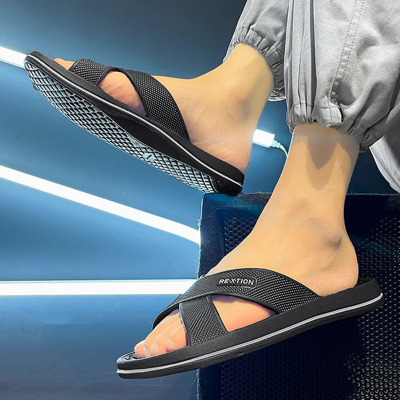 Men's Shoes Straps Comfy Open Toe Breathable Slippers Light Non Slip Durable Soft Sole Slides for Men Outdoor Activities Sandals