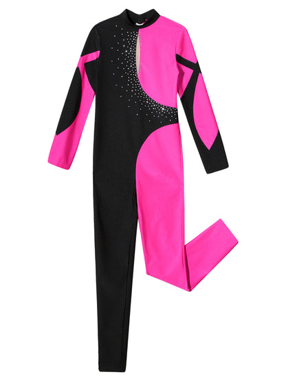 Kids Girls Long Sleeve Gymnastics Leotard Bodysuit Teens Gymnastics Jumpsuit for Girl Children Ballet Dance Costume Dancewear