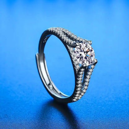 925 Sterling Silver Ring Heart AAA Zircon Open adjustable Engagement For Women Wedding Fashion Jewelry Party Gifts