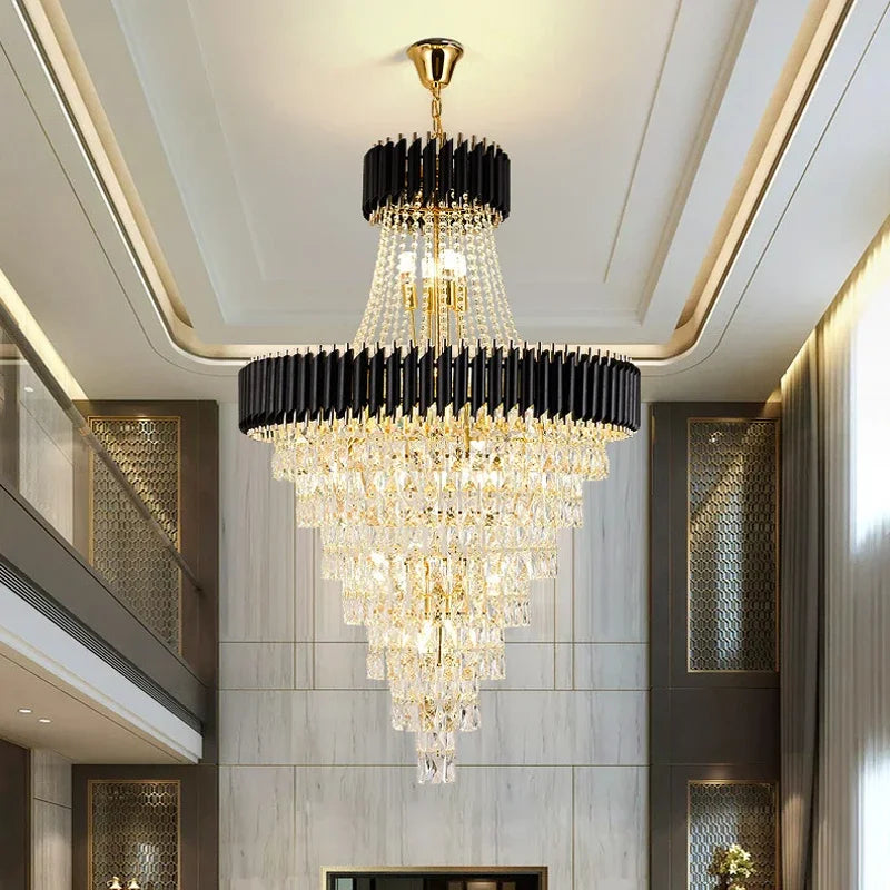 Luxury Crystal Chandeliers Home Villa Duplex  Attic Living Room Lighting Loft Decoration Indoor Pendant Lights Fixtures