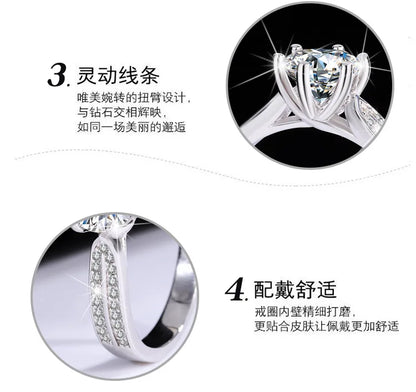 Women's PT950 Platinum Ring - 1 Carat Moissanite Star Queen Style, Six-Claw Setting, Perfect for Wedding & Proposal