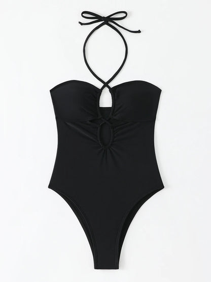 Solid Color Bathing Suit Bandeau Swimwear Woman 2026 One Piece Women's Swimsuit Female Bathwear Swimming for Beach Wear Monokini