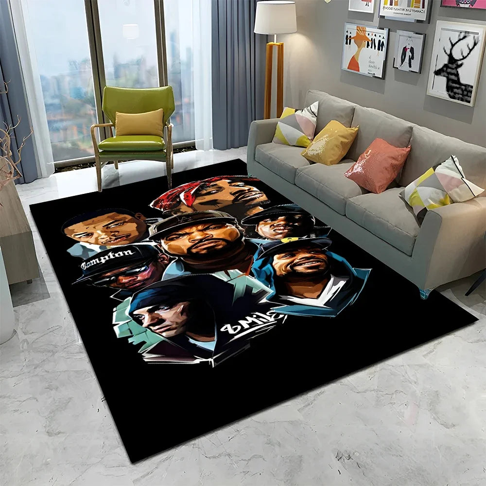 Legend Star Hip Hop Rapper Art Carpet Rug for Home Living Room Bedroom Sofa Doormat Decor,kids play Area Rug Non-slip Floor Mat