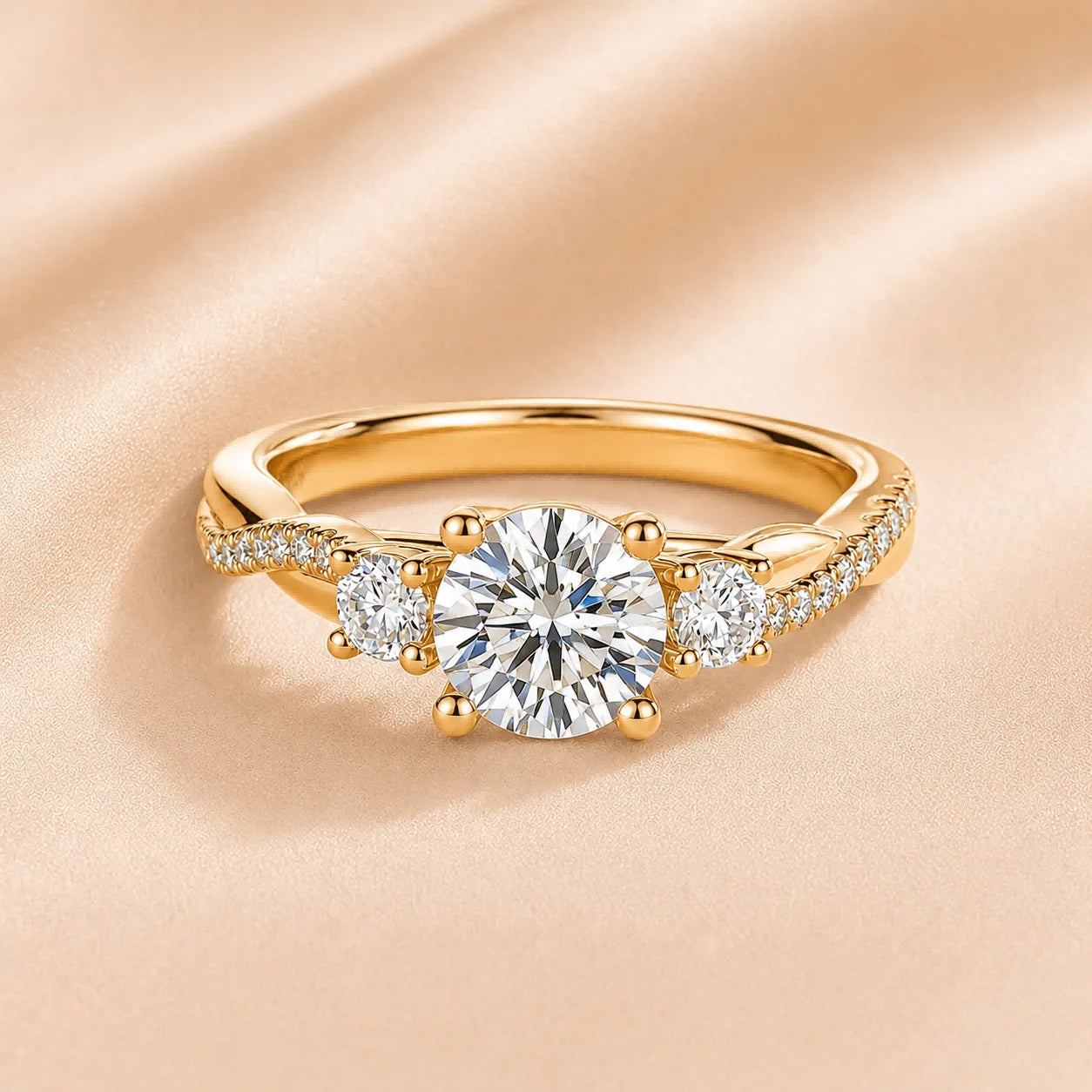 Custom Lab Grown Diamond Ring 9K 14K Gold 0.5ct to 3ct D Color VVS Clarity Engagement Wedding Promise Anniversary Ring for Women