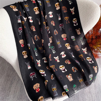 Autumn and Winter Travel Warm Cashmere Shawl Scarf Fashion Women Cat Print Pashmina Blanket Wraps Female Cute Poncho Bufanda