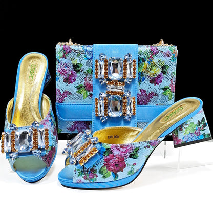 QSGFC Italian Sandals and Bags Matching Set 2026 Women Heel Party for Rose Gold Colour Wedding Bigger Size Thick Heel Shoes