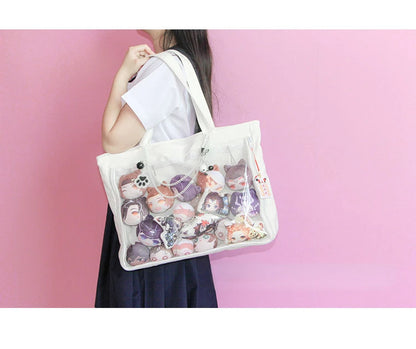 Fashion New Canvas Ita Bag Large Capacity Cartoon Tote Bags for Women Transparent Shoulder Bags Teenage Girls Japanese