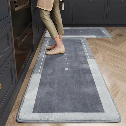 Square Kitchen Mat Soft Plush Flannel Rug Non Slip Water Absorbent Fluffy Floor Mat for Bathroom Toilet Doorway