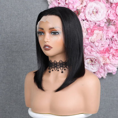 BOB Lace Front Wig Human Hair Straight 200% Full Density 13x4 HD Transparent Lace Frontal Wigs Bob Hair Lace Front Wig For Women