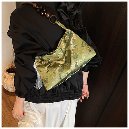 Shoulder Bags Tassel Decoration Embroidered National Style Hasp Sewing Thread 2026 Spring New Hot Sale Women's Handbags