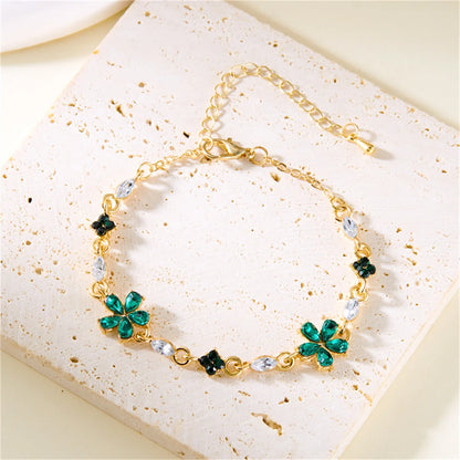 Elegant Crystal Flowers Bracelets For Women Girls Y2K Sweet Sparkling Zircon Floral Plant Chain Bracelet Luxury Wedding Jewelry