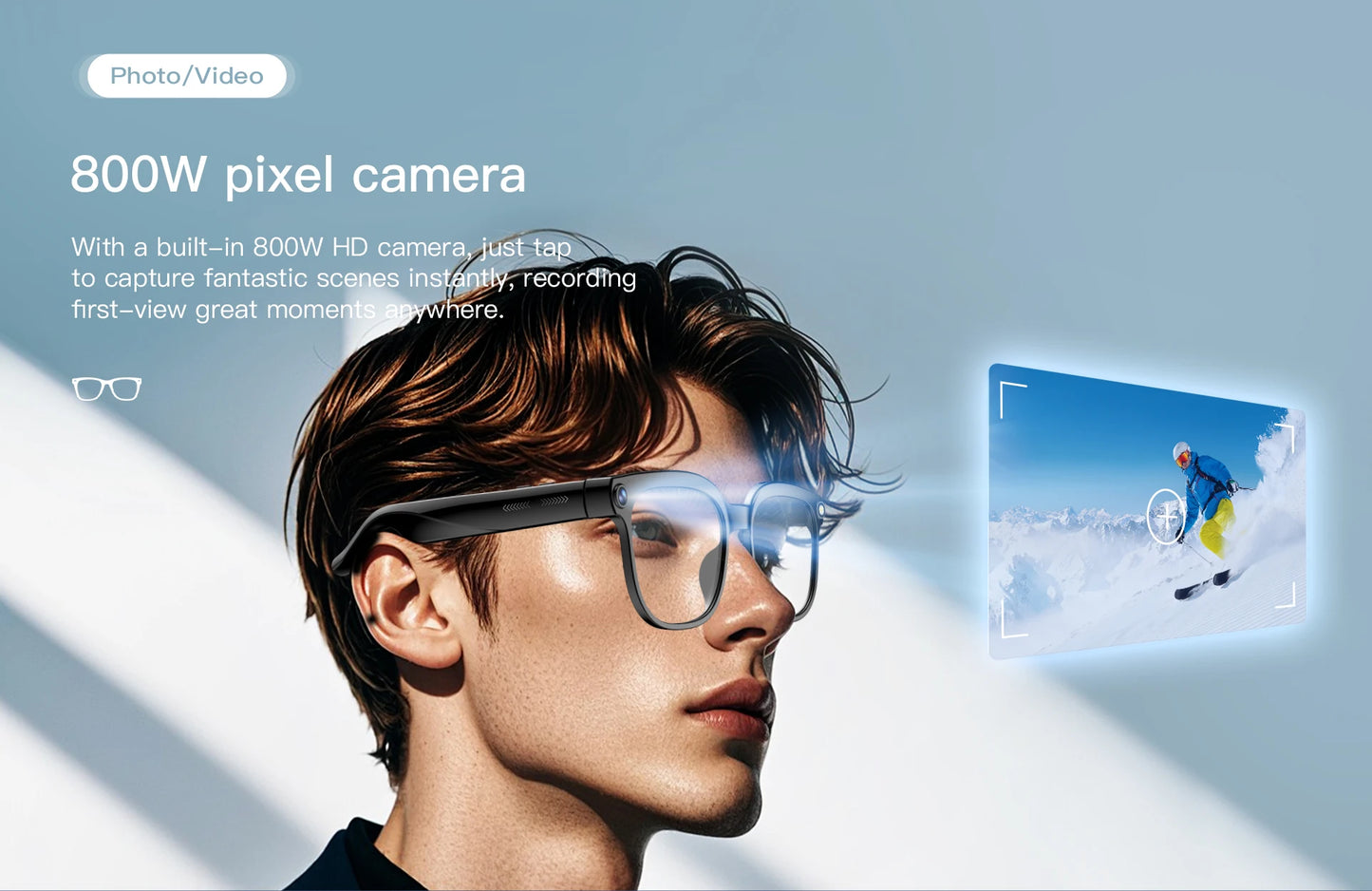 New Smart Glasses 800W HD Pixel Camera Dual Speakers 290mAh Battery Real-time Translation Al Voice Assistant Men Sunglasses