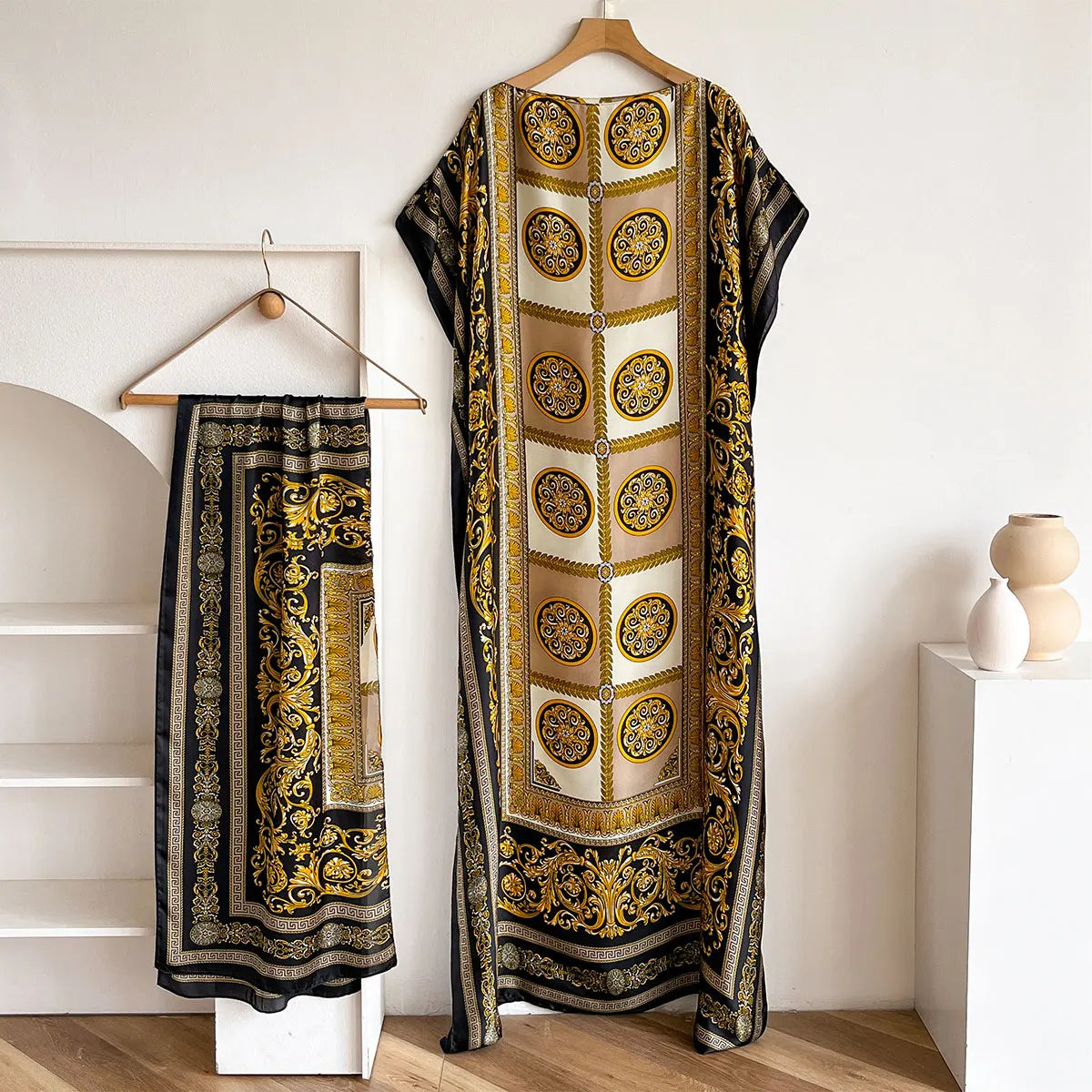 Women's Long Shawl Dubai Fashion MUMU Design Silk Soft Summer Beach Party Dress Accessory Loose Fit African Abaya MOOMOO