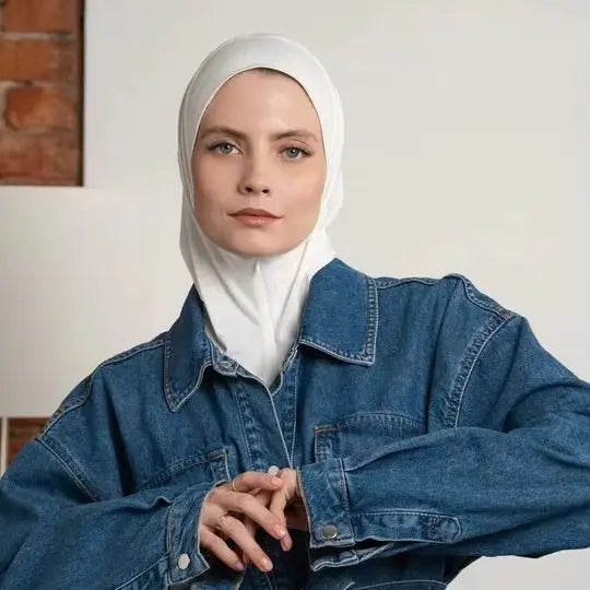 Modal instant Hijabs Cap Muslim With Zipper Soft Inner Cap Fashion With Neck Collar Headscarf Hat Women Islam Ramadan Turban Cap