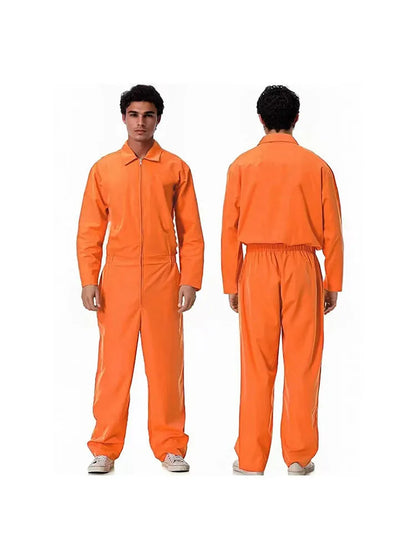 Adult Halloween Orange Prison jumpsuit costume long sleeved party cosplay prison costume men's and women's clothing