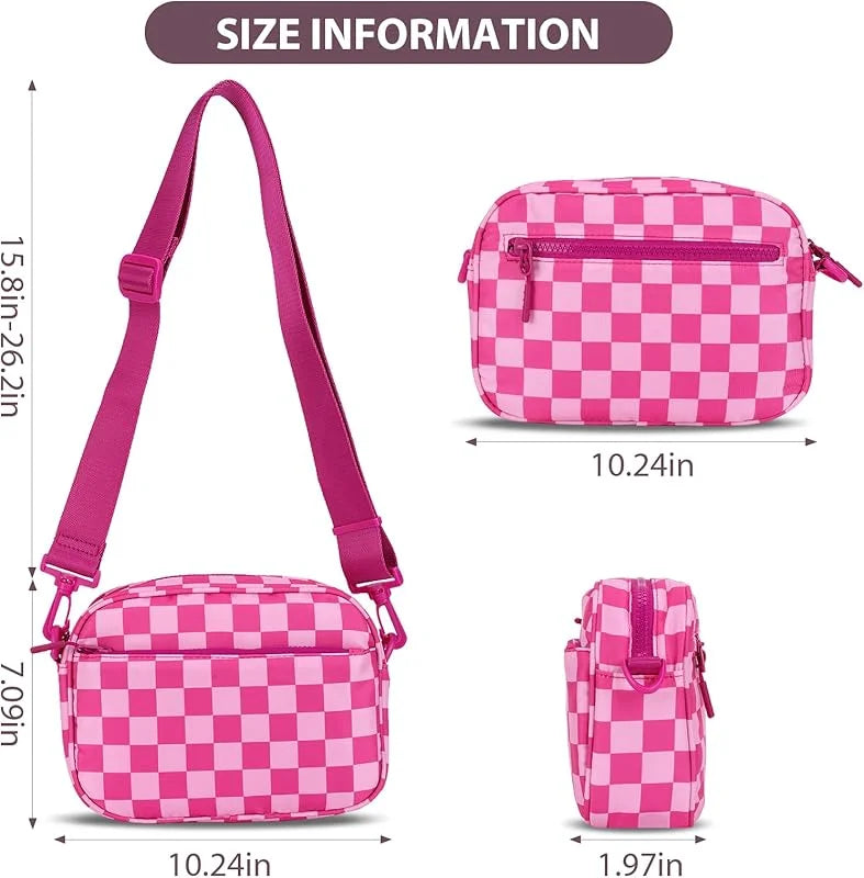 Small Checkered Crossbody Bag for Women Cute Purses Trendy Shoulder Handbags Wide Strap Anti theft Travel Purses Handbag Shoulder Bag, Cute Cross Body Wallet
