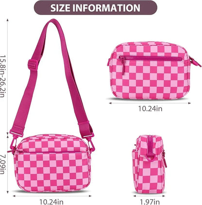 Small Checkered Crossbody Bag for Women Cute Purses Trendy Shoulder Handbags Wide Strap Anti theft Travel Purses Handbag Shoulder Bag, Cute Cross Body Wallet