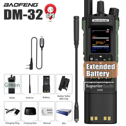 Baofeng DM-32 DMR Digital Walkie Talkie Upgraded Extended Battery High Capacity GPS APRS Dual Mode Analog Dual Time Slot  AM FM