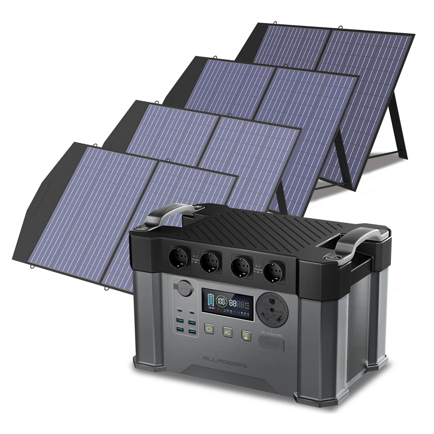 ALLPOWERS S2000 PRO Solar Generator 2400W Portable Power Station & SE100 100W Folable Solar Panels for Outdoor RV Camping Home