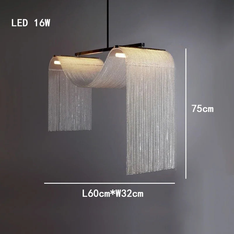 Waterfall Tassel Metal Pendant Lights European Designer LED Home Decor Hanging Lamps for Ceiling Living Room Chandelier Lighting