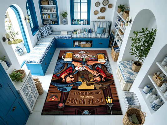 Western Cowboy Poker Game Carpet Flooring Vintage Wild West Art Floor Rug Unique Home Decor for Room