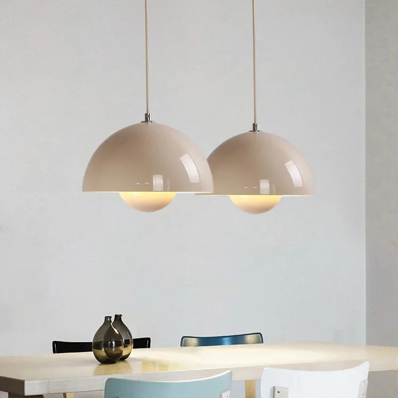 Nordic Minimalist 23cm Pendant Lights Modern Restaurant LED Chandelier E27 Bedroom Study Kitchen Island Home Decoration Gloss