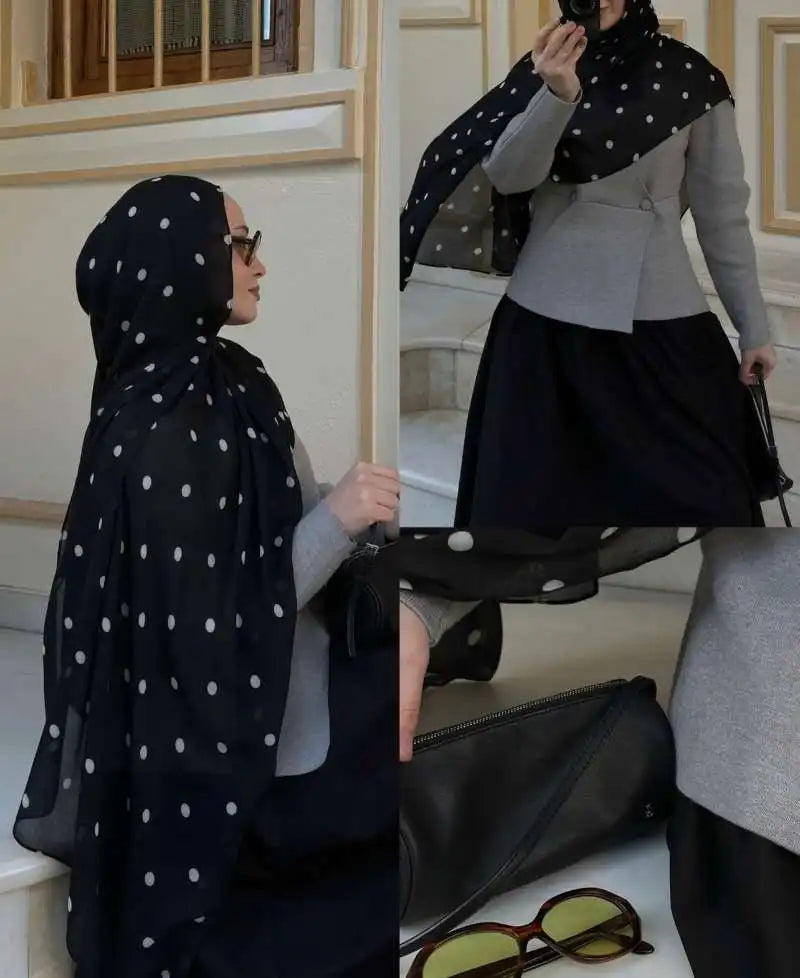 New Polka Dot Modal Hijab Double-sided Print Hijabs for Women Scarf Head Wrap for Women Muslim Fashion Hijab Scarf Islam Ramadan