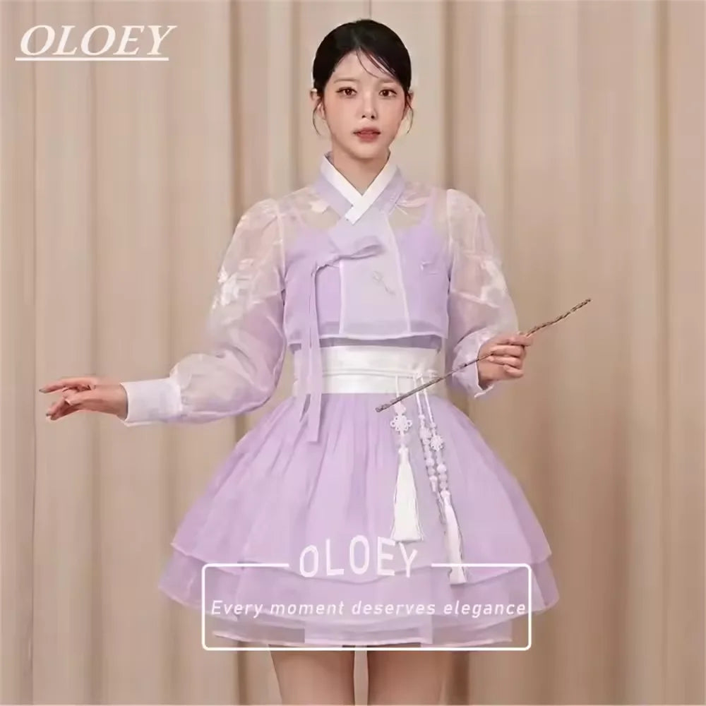 OLOEY Customized Hanbok 2026 Short Korea Performance Prom Dresses Wedding Photo Shoot Mini Reception Gown Party Dress