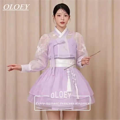 OLOEY Customized Hanbok 2026 Short Korea Performance Prom Dresses Wedding Photo Shoot Mini Reception Gown Party Dress