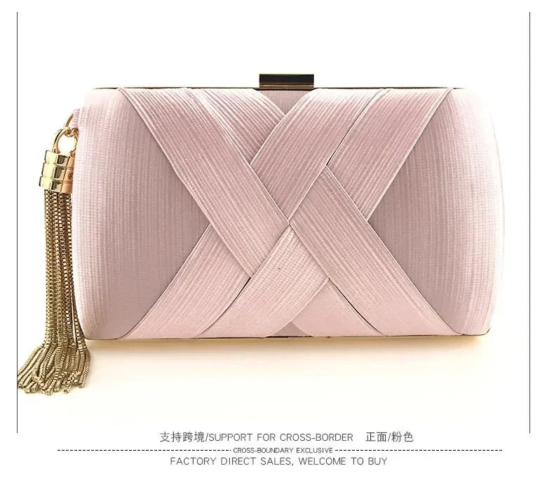 2024 New Fashion Women Evening Bags Tassel Ladies Clutch Purse Shoulder Chain Wedding Party Handbags Bags