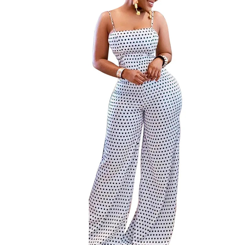 Siren Chic 2026 Women's Fashion Dot Print Wrap Chest Cami Jumpsuit Sexy Sleeveless Party Rompers