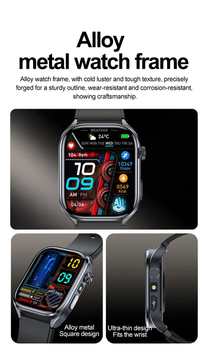 2026New ECG+PPG Clock Health Trackr 2.0 inch Uric Acid Blood lipids Pressure Smart Watch Body Analysis Voice call Smartwatch Men