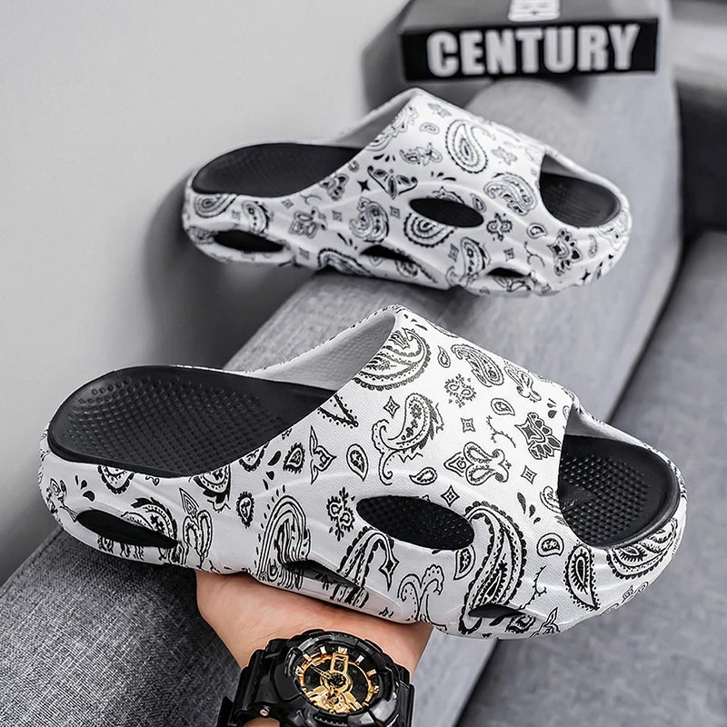 Summer New Men's Women's Light Platform Massage Slippers Unisex Couple Sandals Beach Casual Slides Shoes Soft Sole Flip-flops