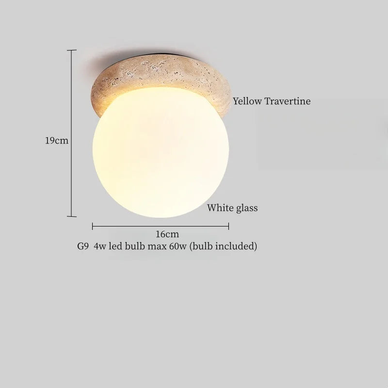 IWHD Japan Wabi Sabi LED Ceiling Lights Bedroom Bathroom Corridor Home Lighting Yellow travertine Ceiling Lamp Lampy Sufitowe