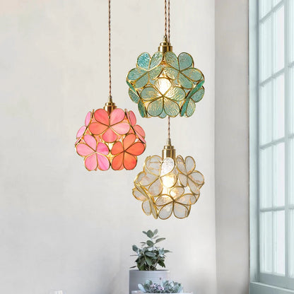 Modern Glass Pendant Lights for Restaurant Cafe Decoration Hanging Lamp Ceiling Chandeliers Nordic Flower Lighting Hotel Decor