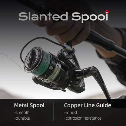 HANDING Lite Spinning Reel 5,2:1 Gear Ratio Black Spinning Reel 7kg Max Drag Spinning Reel 1000-6000Size 3+1 Ball Bearings