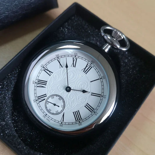 Luxury Mechanical Pocket Watch High Quality Jade & Stainless Steel Case Vintage Fob Chain Watch Mens Womens Gifts